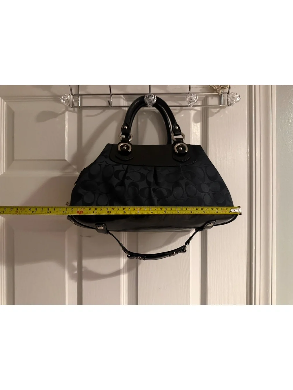 Coach Black Signature Canvas and Leather Satchel Bag